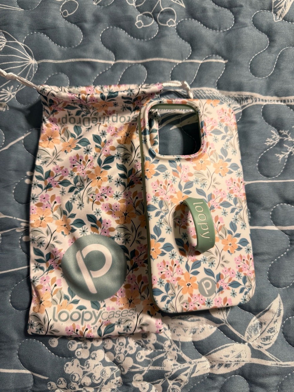 Loopy Case Floral Phone Case with Mint Grip and Pastel Flowers